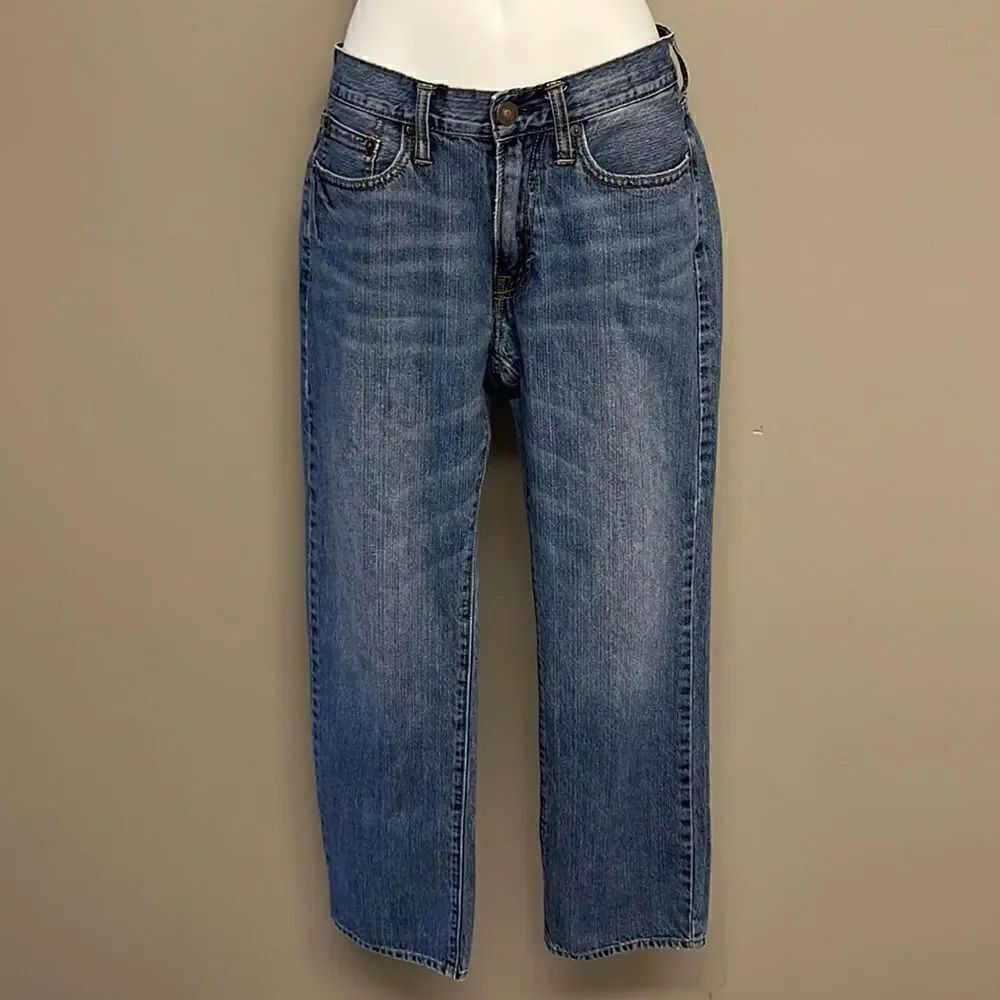 American Eagle Original Straight 5-Pocket Distressed Blue Jeans- Size 29